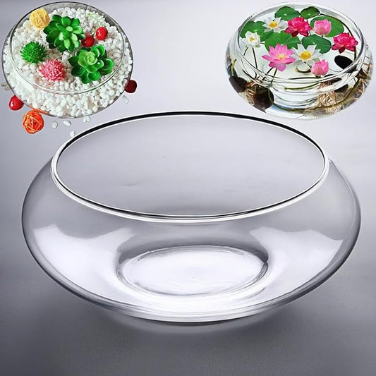 Glass Lotus Bowl Planter, 8 in Lotus Flower Bowl, Lotus Bowls for Planting in Water Indoors,Suitable for Succulent Plants and Aquatic Plant Bonsai Arrangements (M)
