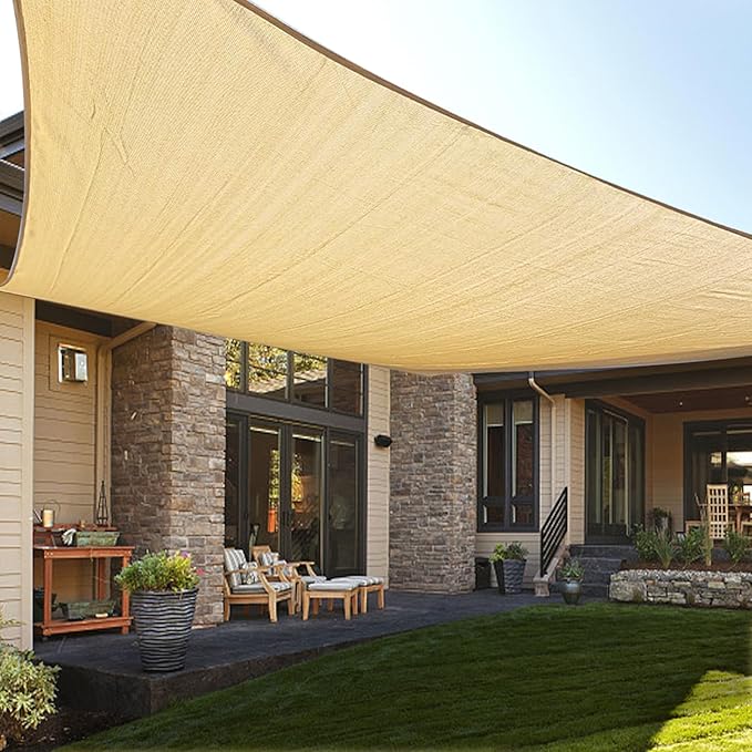 LOVE STORY Custom Size 9'x10' Sand Sun Shade Sail Rectangle UV Block Canopy Patio Sail Sunshades Fabric for Outdoor Garden Carport (We Make Custom Size)