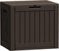Flamaker Resin Deck Box 40 Gallon Waterproof Outdoor Indoor Storage Box Imitation Wood Resin for Patio Furniture Garden Tools and Pool (Deep Brown)