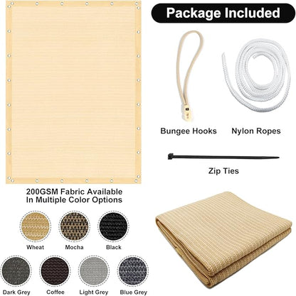 Artpuch 90% Sun Shade Cloth, 6 x 12 FT Pergola Shade Cover Canopy with Grommets, Sun Screen Fabric Tarp for Patio, Outdoor, Garden, Backyard, Wheat