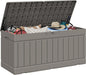 JUMMICO 78 Gallon Outdoor Deck Box Large Resin Storage Box for Patio Furniture Cushions and Garden Tools (Light Brown)