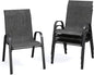 Patio Dining Chairs Set of 4, Stackable Dining Chairs High Back, Breathable Seat Fabric and Alloy Steel Frame Fit Backyard, Porch, Lawn，Poolside (Dark Grey)