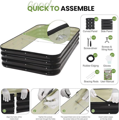 G GOOD GAIN 4-in-1 Adjustable Raised Garden Bed Kit | Galvanized Planter Boxes for Vegetables, Flowers | 12" Tall, Multiple Sizes (5x3x1ft, 4x4x1ft, 6x2x1ft, 7x1x1ft) | Outdoor Metal Raised Bed, Grey