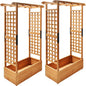Raised Garden Bed with Wood Trellis Set of 2 Outdoor Planter Box for Tomatoes Climbing Vegetables Herbs Flowers Patio Pots Tall Hanging Roof 2 Drainage Holes Orange, 42.5" L x 17.3" W x 66.1" H