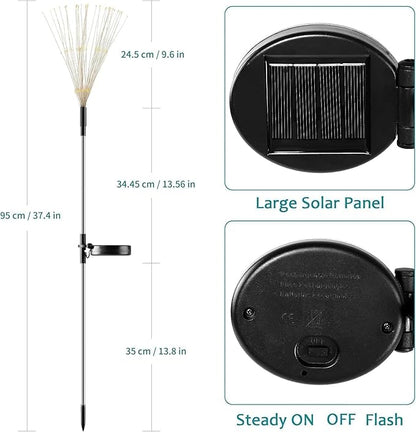 JJGoo Solar Firework Lights, 2 Pack 120 LEDs 2 Lighting Modes Solar Garden Lights Outdoor Waterproof for Yard Patio Walkway Pathway Party Wedding Christmas Decorative - Red