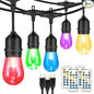 Mlambert 144Ft(3x48ft) Multicolor Outdoor Patio Lights, Dimmable RGB Cafe String Lights with 45+6 Waterproof LED Bulbs for Garden Bistro-Black 3 Pack