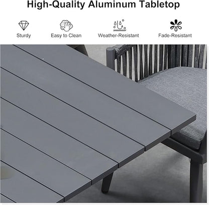 PURPLE LEAF 12 Pieces Outdoor Dining Set with Patio Aluminium Dining Table and Wicker Chairs Modern Furniture Cushions Sets for Backyard Indoor Decor Kitchen Gray