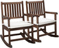 VINGLI Outdoor Rocking Chair, Weatherproof Rocker with Cushion, Wooden Rocking Bench Support 450 LBS for Patio, Yard, Garden, Outdoor or Indoors, Rustic(2PCS)