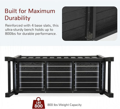 Stoog All-Weather Outdoor Benches Set of 2, Never Fade & Rust-Proof HIPS Plastic Garden Bench, 800lb Capacity, Used for Patio, Backyard, Porch, Black