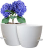 10 inch Self Watering Pots, 2 Pack Plastic Planters with Mesh Drainage Holes for Garden Plants and Flower, Plants Pots with Deep Reservoir for Indoor Outdoor Plants, White