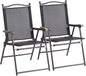Giantex Set of 2 Patio Folding Chairs, Outdoor Patio Dining Chairs w/Armrest, Sling Back, Metal Frame, Outside Use for Lawn Camping Garden Pool Beach Yard Lounge, No Assembly, Black