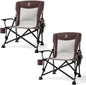 EVER ADVANCED Oversized Folding Camping Chair, for Adults Heavy Duty Lawn Chair with Side Pockets, Portable Collapsible Quad Chair for Outside, Support Up to 500lbs, Red 2Pack