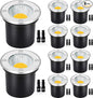 SUNVIE Low Voltage Landscape Well Lights with Wire Connectors, 12W LED, IP67 Waterproof Outdoor In-Ground Garden Lights 12V-24V Warm White for Pathway Driveway Deck (10 Pack & Connectors)