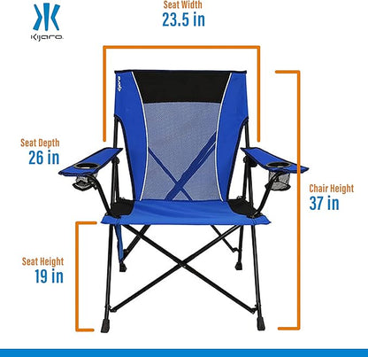 Kijaro Dual Lock Folding Camp Chairs - Versatile for Sports, Outdoors & Lawns - Locks Positions - Maldives Blue