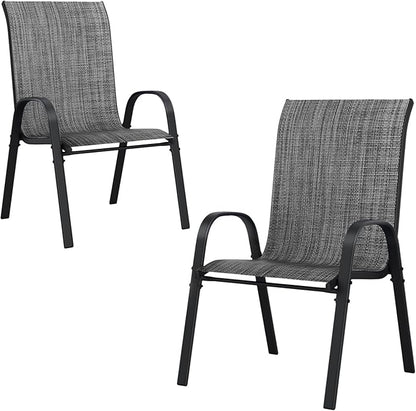 UDPATIO Patio Chairs Set of 2, Stackable Outdoor Dining Chairs with High Back, Breathable Textilene Fabric Outdoor Chair All Weather, 350LBS Capacity for Garden, Backyard (Dark Grey)