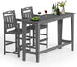 Ciokea 3 Pcs Outdoor Bar Height Table Set, 60" Extra Long Rectangle High Top Table and 2 Oversized Adirondack Chairs Set, Heavy-Duty All-Weather HDPE Patio Bar Set for Backyard Balcony Deck,Grey