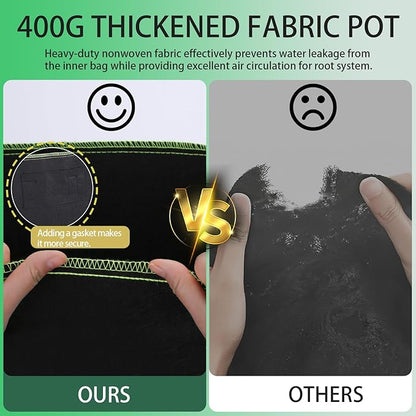 3-Pack 20 Gallon Grow Bags, Thickened Nonwoven Fabric Pots with Handles,Sturdy Garden Planters Aeration Gardening Container to for Plants, Vegetables, and Flowers