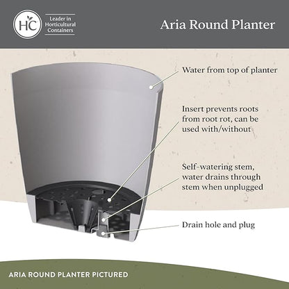 The HC Companies Aria Round Self-Watering Pot - Lightweight Plastic Planter for Herbs & More - Durable Plant Pots for Indoor Plants & Outdoor Plants (8" Glossy White, Pack of 2)