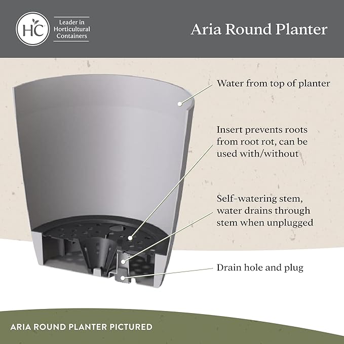 The HC Companies Aria Round Self-Watering Pot - Lightweight Plastic Planter for Herbs & More - Durable Plant Pots for Indoor Plants & Outdoor Plants (8" Sapphire Blue, Pack of 2)