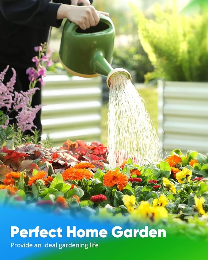 Quictent Galvanized Raised Garden Bed 4x3x2ft Tall Garden Bed Extra Height 22.4" Hold 24cft Soil Outdoor Heightened Planter Box for Deep Root Vegetables Herbs Tomato Cage Included, Silver