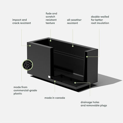 Veradek Block Series Long Box Planter - Large Rectangular Planter for Indoor or Outdoor Patio/Porch | Durable All-Weather Use with Drainage Holes | Modern Décor for Tall Plants, Flowers or Shrubs
