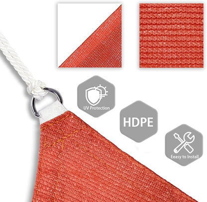 Patio Paradise 2' x 2' x 2' Sun Shade Sail Triangle Canopy Shade Cloth Fabric Sunlight Block Patio Pergola Cover HDPE Deck Awning for Outdoor Backyard Roof Shading, Red