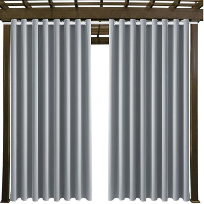 Waterproof Outdoor Curtain W105 x L108 - Grommet Top Sunlight Blocking Window Treatment Drapes Blackout Curtains for Home Bedroom Living Room Outdoor Patio Porch Pergola, Light Gray, 2 Panels