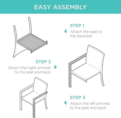 Best Choice Products Set of 2 Stackable Outdoor Wicker Dining Chairs All-Weather Firepit Armchair w/Armrests, Steel Frame for Patio, Deck, Garden, Yard - Gray