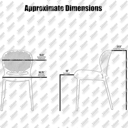 2xhome Set of 4 Patio Dining Chairs | Modern Stackable Outdoor Pool Side Chair | Weather Resistant Plastic for Yard, Porch, Balcony, Kitchen, Orange