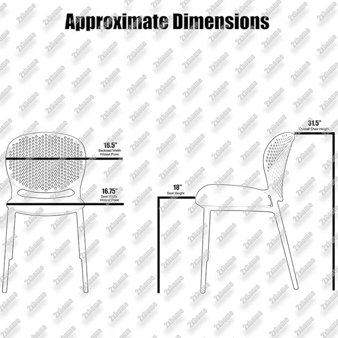 2xhome Set of 2 Patio Dining Chairs | Modern Stackable Outdoor Pool Side Chair | Weather Resistant Plastic for Yard, Porch, Balcony, Kitchen, Orange