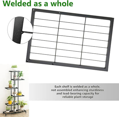Metal Plant Stand, 6 Tier 12 Potted, Upgrade Multiple Plant Rack Shelf Organizer, Indoor Planter Display Shelving Unit for Patio Garden Corner Balcony Living Room