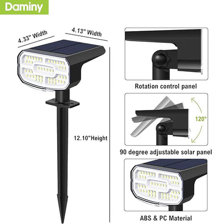 DAMINY Solar Spotlights Outdoor Waterproof IP65,2 CCT(Warm White & Cool White),4 Lighting Modes Solar spot Lights for Yard,Garden,Pathway,Landscape,Auto On/Off-6 Pack