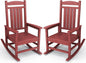 KINGYES Outdoor Rocking Chair Set of 2, High Density Polyethylene Patio Rocking Chairs with 330lbs Support for Adults, Dark Red