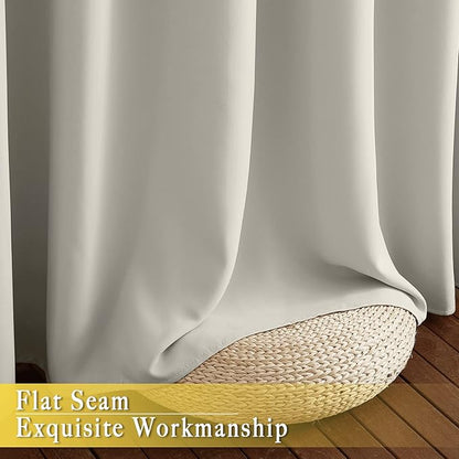 NICETOWN Room Divider Curtain for Bedroom, Grommet Patio Door Curtain Sound Dampening Thermal Insulated Wide Window Drape for Sliding Door (Natural, W80 x L84, 1 Panel)