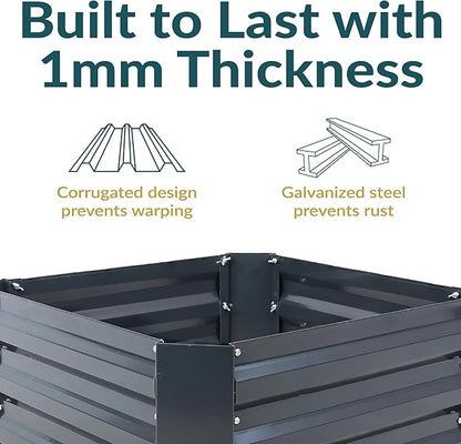 Sunnydaze 11.75" H Raised Metal Garden Bed - Galvanized Raised Garden Bed Outdoor for Vegetables and Flowers - Dark Gray - Square