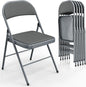 VINGLI 6 Pack Folding Chairs with Padded Seats, Metal Frame with Pu Leather Seat & Back, Capacity 350 lbs, Gray