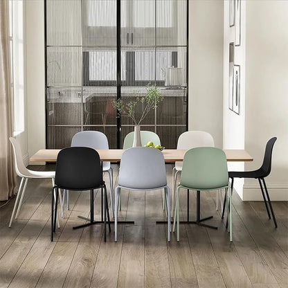 2xhome Modern Stackable Armless Dining Chair | Plastic Shell Seat with Metal Legs | Indoor or Outdoor Use | Home Kitchen Patio (1, Green, No Padding)