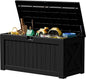 JUMMICO 120 Gallon Resin Deck Box, Large Outdoor Storage Box Waterproof & Lockable for Garden, Patio, Pools (Black)