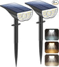 TOBUSA Solar Spot Lights Outdoor 5 Modes, 44LEDs Bright Landscape Spotlights Solar Powered 3 Colors Changing, IP67 Waterproof Auto On-Off Dusk Dawn Solar Outdoor Lighting for Yard Garden Outside Tree