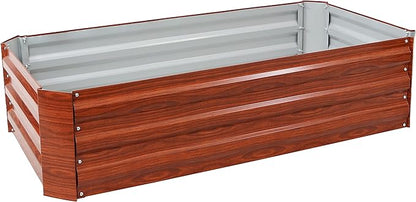 Sunnydaze 11.75" H Raised Metal Garden Bed - Galvanized Raised Garden Bed Outdoor for Vegetables and Flowers - Woodgrain - 4' x 2' Rectangle
