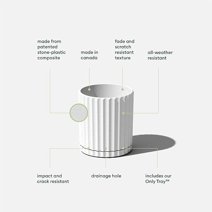Veradek Demi Series Demi 6" Planter w/Tray - White, 2 Pack