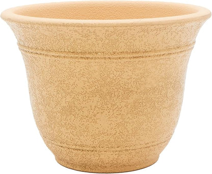 The HC Companies Sierra Round Self-Watering Pot - Lightweight Plastic Planter for Herbs & More - Durable Plant Pots for Indoor Plants & Outdoor Plants (16” Arizona Sand, Pack of 1)