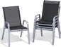 Patio Chairs Set of 4, Easily Set Up Stackable Outdoor Dining Chairs with High Back and Wide Seat, All Weather Breathable Outdoor Chairs Set of 4 with Metal Frame for Backyard Deck Pool, Black