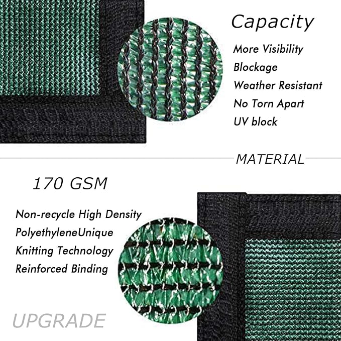 UPGRADE Privacy Fence Screen 4'x30' Dark Green Outdoor 90% Visibility Blockage 170 GSM Mesh Shade Cover Panels for Backyard,Balcony,Home Decoration with Zip Ties,Customized Avaliable