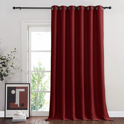 NICETOWN Glass Door Curtain for Windows, Extra Wide Thermal Insulated Curtain Panel Room Darkening Curtain Drape for French Door (Burgundy Red, W80 x L95, 1 Piece)