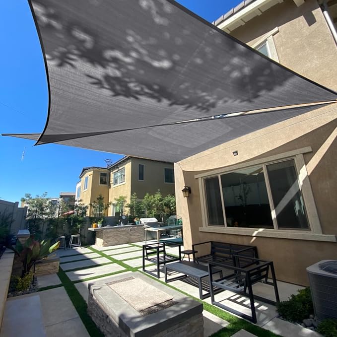 SUNLAX Sun Shade Sail 20' x 20' x 20' Dark Grey Triangle Canopy Sail Shade Cover UV Block Permeable Sunshade Outdoor for Patio Backyard (We Make Custom Size)