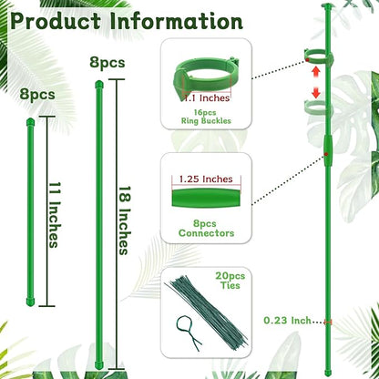 Plant Stakes,18Inch & 11Inch Plant Support Stakes,HAINANSTRY Adjustable Length Garden Stakes,Plant Stakes for Indoor and Outdoor Plants,Tomatoes/Beans/Orchid/Vegetable Stakes for Garden