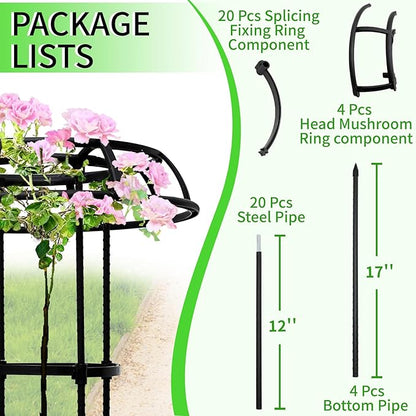 2-Pack 77-Inch Garden Trellis for Climbing Plants,Heavy-Duty Metal Obelisk with Mushroom Top,Stable Support for Potted Clematis,Tomato,Cucumber,Rose,Pea & Vine