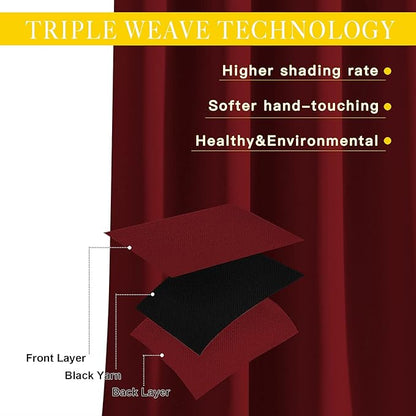 NICETOWN Glass Door Curtain for Windows, Extra Wide Thermal Insulated Curtain Panel Room Darkening Curtain Drape for French Door (Burgundy Red, W80 x L95, 1 Piece)