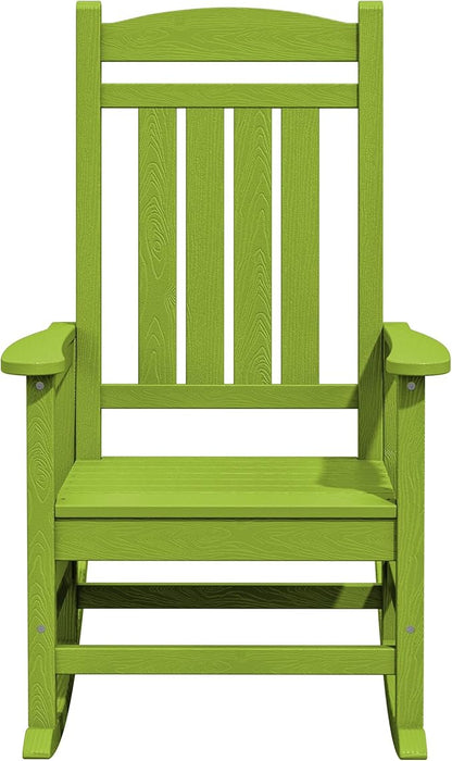 KINGYES Outdoor Rocking Chair Set of 2, High Density Polyethylene Patio Rocking Chairs with 330lbs Support for Adults, Pistachio Green